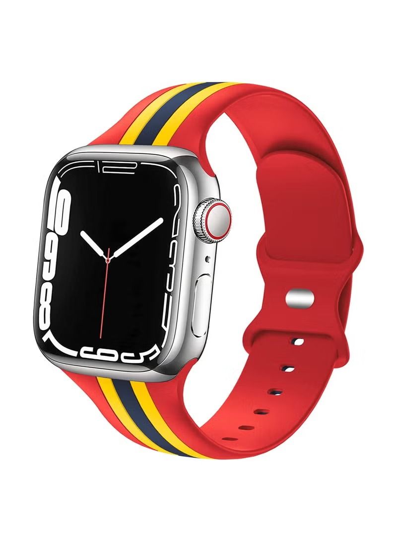 زبون حزام ساعة رياضية من السيليكون لساعة Apple Watch Ultra 49mm / 45mm / 44mm / 42mm ثلاثية الألوان متوافقة مع iWatch Series 8 / Ultra / 7 / SE / 6/5/4/3/2/1 - Image 1