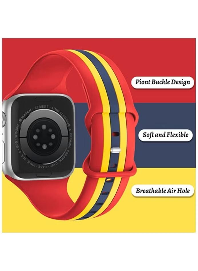 زبون حزام ساعة رياضية من السيليكون لساعة Apple Watch Ultra 49mm / 45mm / 44mm / 42mm ثلاثية الألوان متوافقة مع iWatch Series 8 / Ultra / 7 / SE / 6/5/4/3/2/1 - Image 2