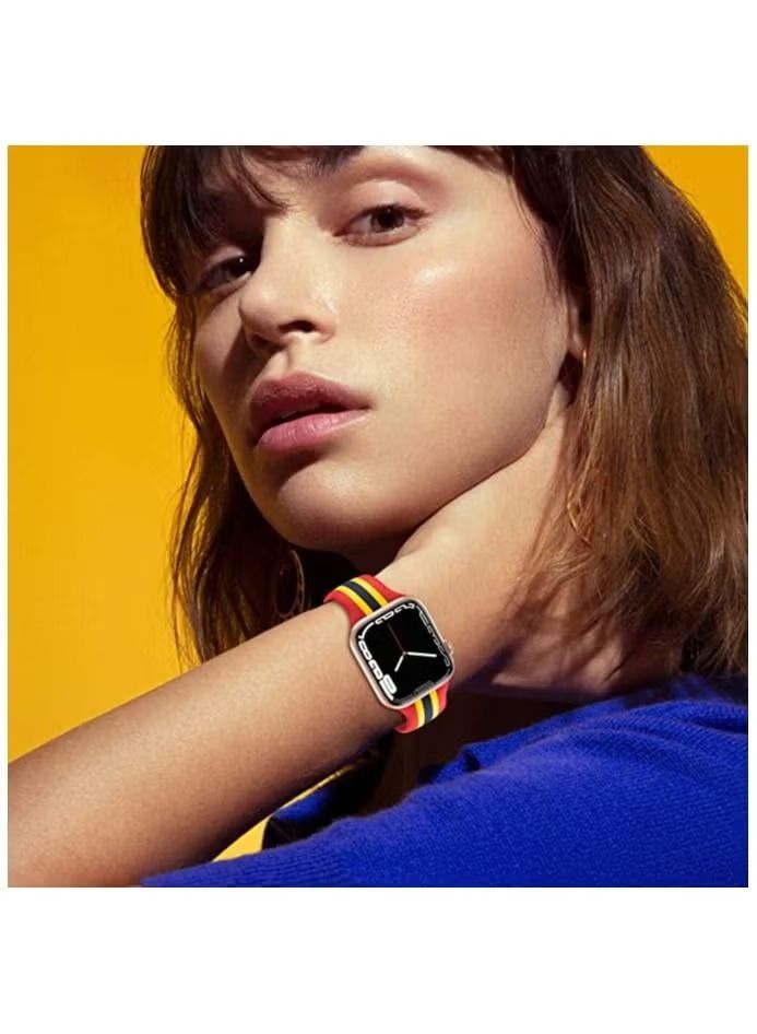 زبون حزام ساعة رياضية من السيليكون لساعة Apple Watch Ultra 49mm / 45mm / 44mm / 42mm ثلاثية الألوان متوافقة مع iWatch Series 8 / Ultra / 7 / SE / 6/5/4/3/2/1 - Image 3