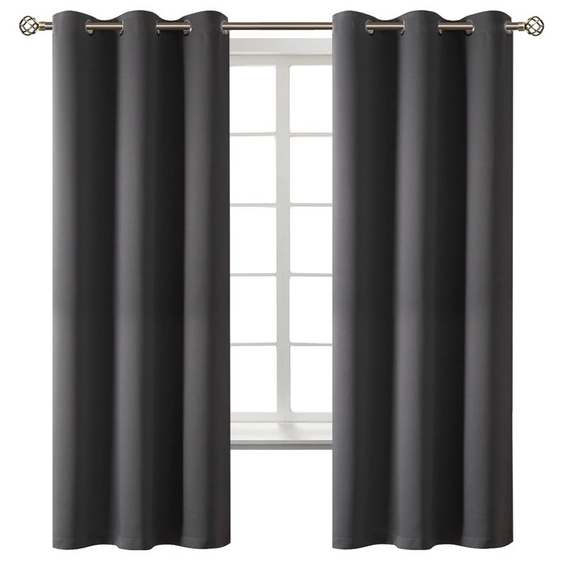 BGment Dark Grey Blackout Curtains for Bedroom, Black Out Curtains 63 Inch Long Thermal Insulated Sunlight Blocking Window Treatment Drapes, Set of 2 Panels, 42 x 63 Inch - Image 1