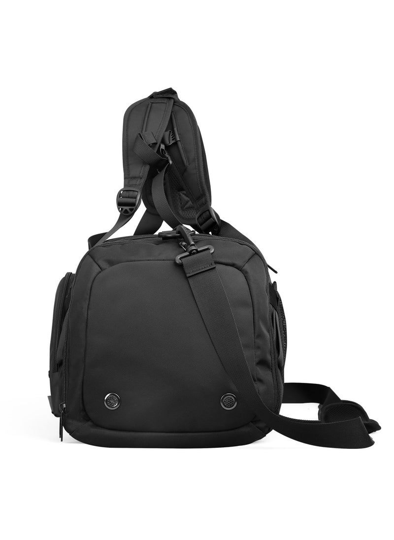 MARK RYDEN - MARK RYDEN 8206 Gym Bag-Backpack, 27 Liters, All Black Water-Resistant Ultra Bag with Multipurpose of Use: Gym, Travel, Workout, Hand Luggage, Duffle Bag With Shoe Pocket & Waterproof Pocket - Image 1