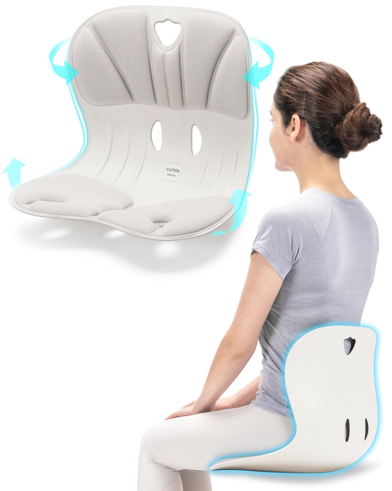 curble Curble WiderStandard Wide  Ergonomic Back Support Chair Lumbar Support for Posture Correction  Back Pain Relief Ideal for Office Floor Seat  Work from Home Patented Grey 