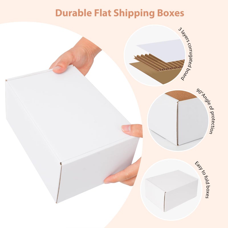 MAGICTAILL 9x6x4 inches Shipping Boxes Set of 25, Small Corrugated Cardboard Box, Literature Mailer, Gift Boxes (White, 9x6x4) - Image 3