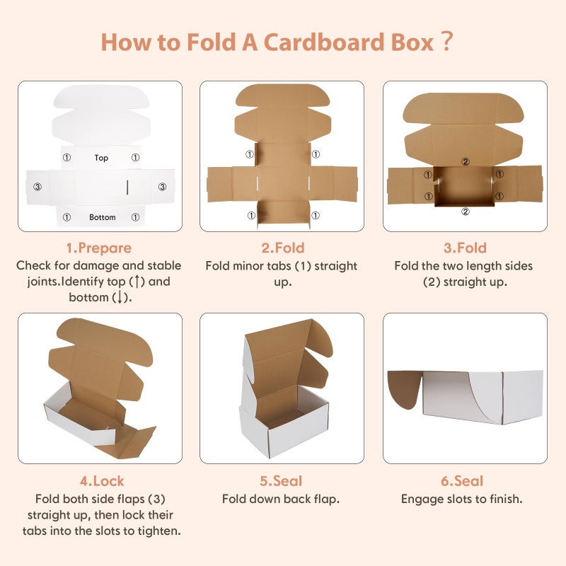 MAGICTAILL 9x6x4 inches Shipping Boxes Set of 25, Small Corrugated Cardboard Box, Literature Mailer, Gift Boxes (White, 9x6x4) - Image 4