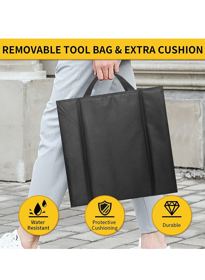 DUNISO Stadium seat cushion, outdoor folding soft cushion floor chair, 600D Oxford cloth waterproof backpack chair, with back support and handle and storage bag, suitable for sports events, camping, beach, fishing, black - Image 3