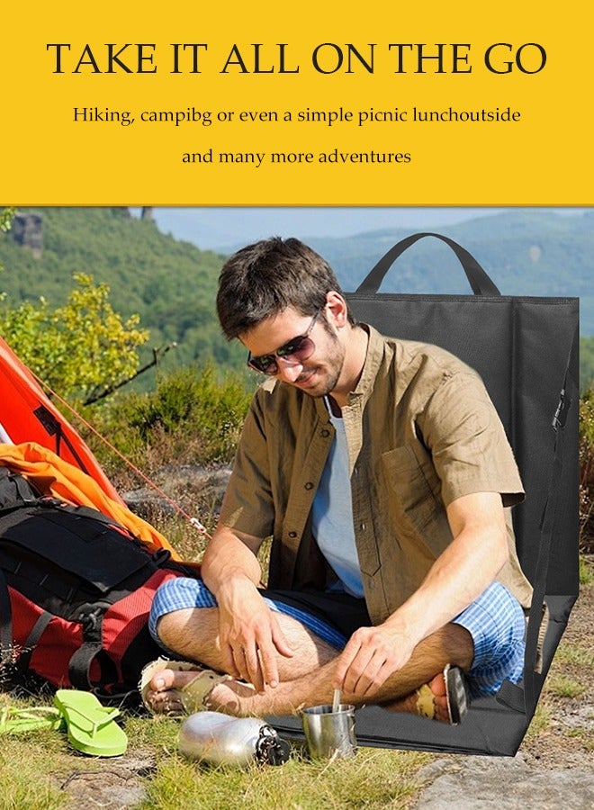 DUNISO Stadium seat cushion, outdoor folding soft cushion floor chair, 600D Oxford cloth waterproof backpack chair, with back support and handle and storage bag, suitable for sports events, camping, beach, fishing, black - Image 5