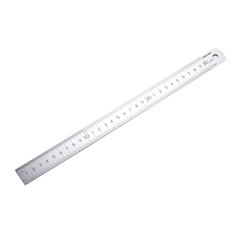 Deli 8463 Metal Ruler, 30 Cm Scale, Silver - Image 1