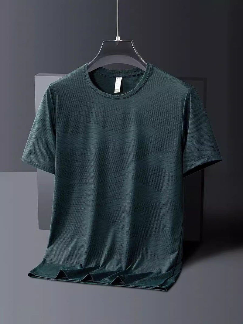 Ice Silk Short-Sleeved T-Shirt Men'S Korean-Style Trendy Round Neck Quick-Drying T-Shirt Sports Casual Breathable Top - Image 4
