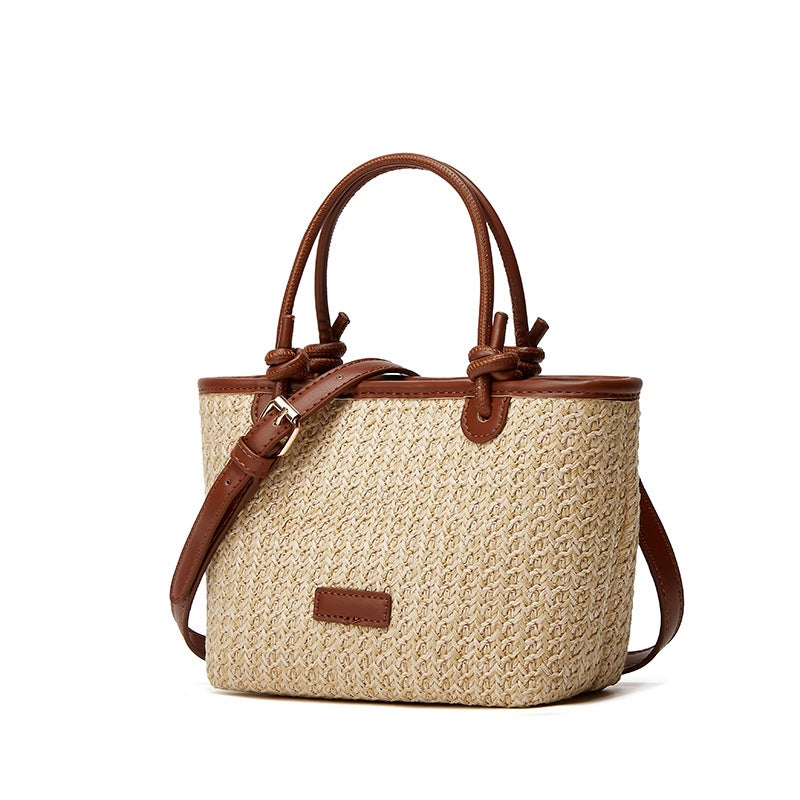 Beach Style Hand-Held Woven Small Bag For Women New Summer Shoulder Crossbody Bag Vegetable Basket Bucket Straw - Image 3