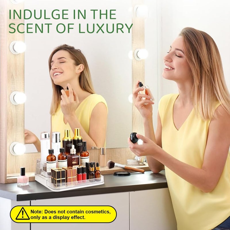 M'AYCREATE ® Perfume Display, 3 Tier Clear Acrylic Riser Shelf for Perfume with Fences, Cupcake, Gemstones, Curio, Anime Figurines, Skin Care Products for Organization and Decor - Image 4