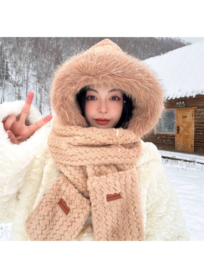 قبعة شتوية مع وشاح وقفاز انيق وعالي الجودة لشتاء دافي