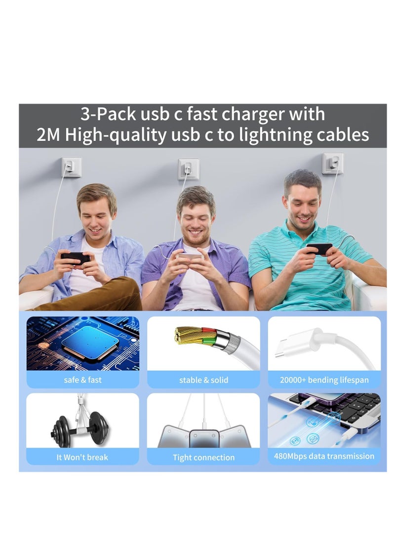 USB C Charger for iPhone 14 13 12 11 Charger 【MFi Certified】 3Pack 20W USB C Fast Charger Plug Power Adapter with 6FT Type C to Lightning Cable for iPhone 14/13/12/11 Pro/Pro Max/XS Max/XS/XR/X/SE/8 - Image 3