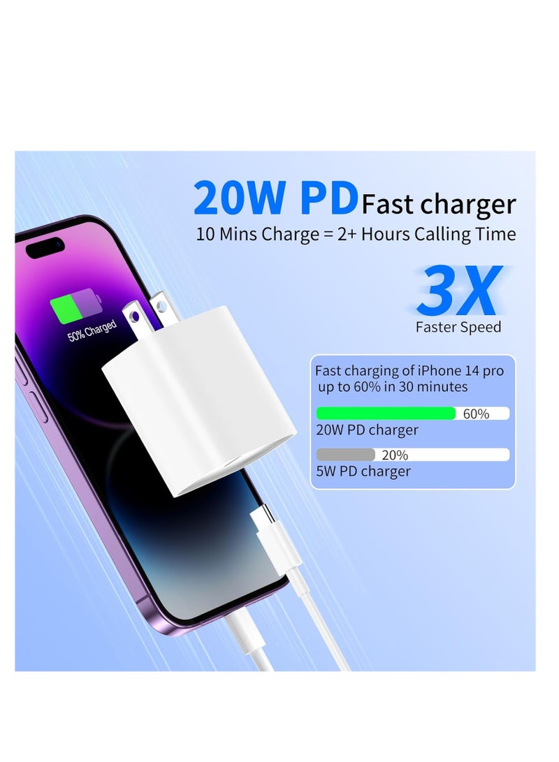 USB C Charger for iPhone 14 13 12 11 Charger 【MFi Certified】 3Pack 20W USB C Fast Charger Plug Power Adapter with 6FT Type C to Lightning Cable for iPhone 14/13/12/11 Pro/Pro Max/XS Max/XS/XR/X/SE/8 - Image 4