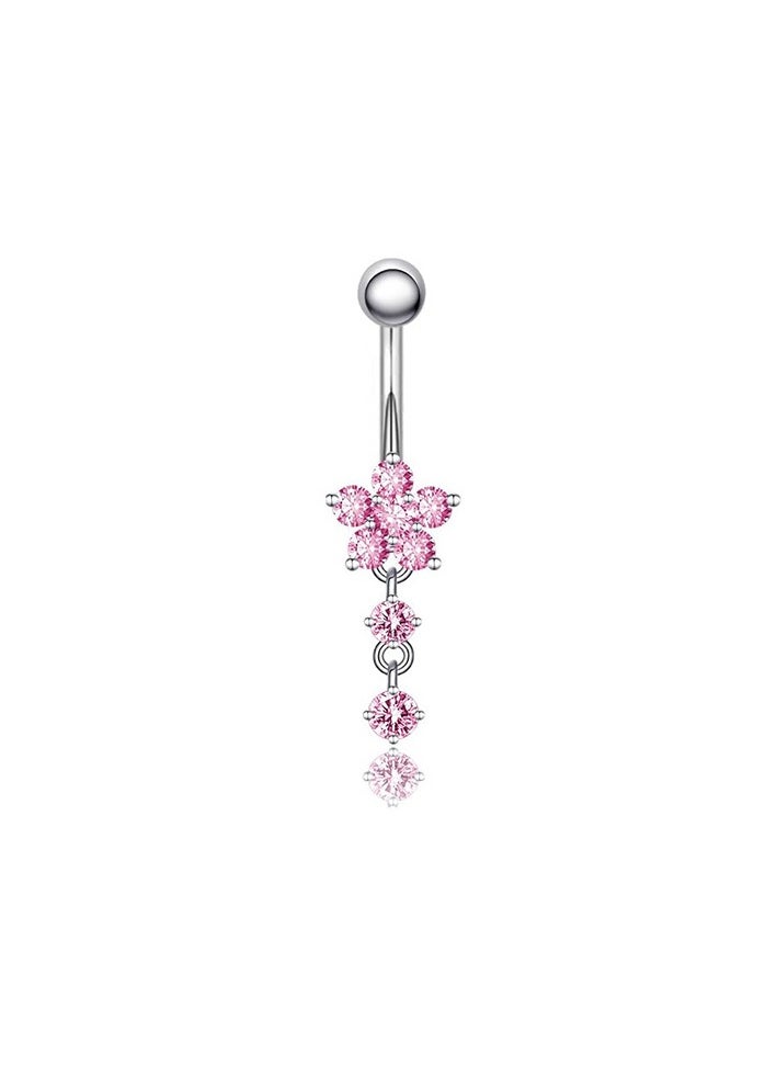 Generic - 5 pcs pink piercing jewelry set stainless steel butterfly  navel rings fashion crystal Belly Ring for girls fashion  Belly Button Rings for women party gifts - Image 1