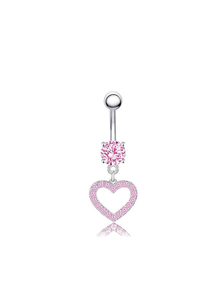 Generic - 5 pcs pink piercing jewelry set stainless steel butterfly  navel rings fashion crystal Belly Ring for girls fashion  Belly Button Rings for women party gifts - Image 1