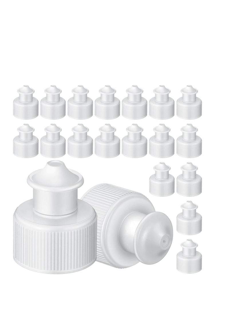 NIBEMINENT - 60 Pack Push Pull Caps for Bottles 28 mm Plastic Water Bottle Cap Sports Replacement Tops Sport Lid Caps, White - Image 1