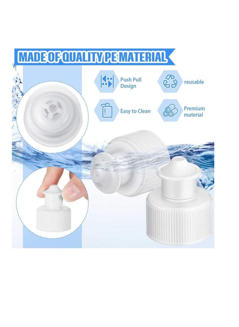 NIBEMINENT - 60 Pack Push Pull Caps for Bottles 28 mm Plastic Water Bottle Cap Sports Replacement Tops Sport Lid Caps, White - Image 1