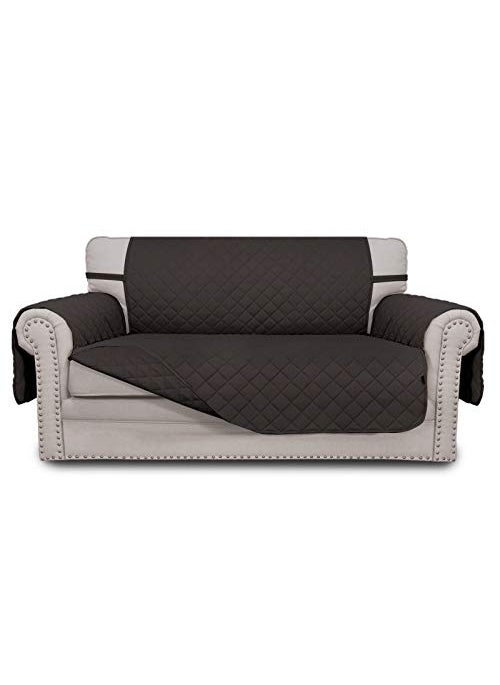 Easy-Going EasyGoing Reversible Loveseat Couch Cover for 2 Cushion Couch Sofa Cover for Dogs Water Resistant Furniture Protector with Foam Sticks Elastic Straps for Pet Loveseat ChocolateChocolate 