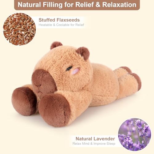 SuzziPals Heatable Coolable Capybara Stuffed Animal Microwave Heating Pad Plushies for Soothing Relaxation Stuffed Capibara Plush Toys for Stress Relief Capybara Gifts for Girls Boy - Image 5