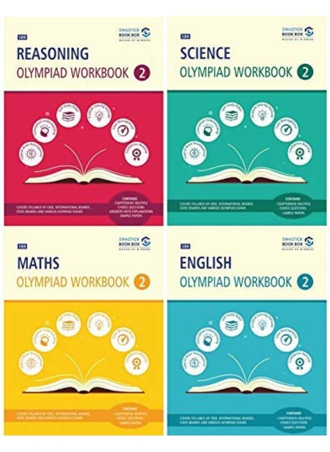 Swastick Book Box Reasoning, Maths, Science and English Olympiad Workbook Combo - Class 2 
