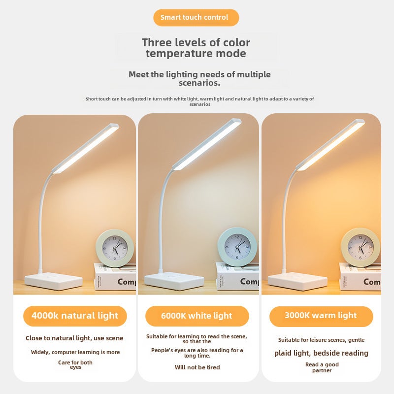 مصباح مكتب دراسي LED: خمولة ودرجة إضاءة بثلاث درجات - مصباح لحماية العين يعمل عبر USB لطلاب الدراسة في المنزل والقراءة - Image 4