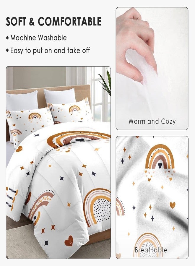 WeCozy طقم لحاف WeCozy مزدوج مع غطاء وسادة، طقم سرير ناعم مكون من قطعتين بتصميم بوهيمي لطيف بألوان قوس قزح، مناسب لغرف نوم الأطفال والكبار. - Image 5