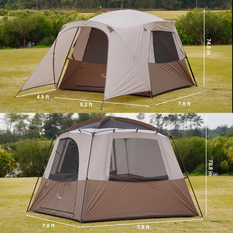 Vidalido 3-4 Person Tent with 1 Mesh Door and 2 Large Mesh Window, Double Layer Waterproof Portable Family Cabin Tent, 4 Person Tents for Outdoor Camping Hiking - Image 2