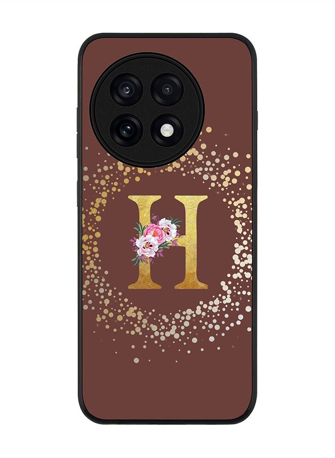 Stylizedd For OnePlus 13R / Ace 5 Pro Case,Slim fit Camera Protection, Shockproof Thin Phone cover  - Custom Monogram Floral - H  (Brown )