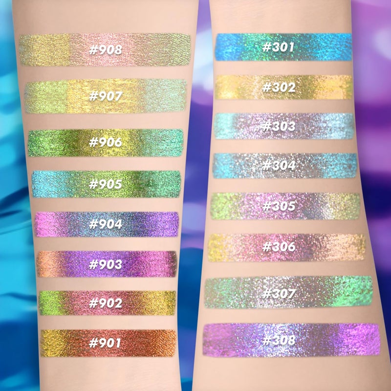 CHARMACY Chameleon Liquid Glitter Eyeliner, Highly Pigmented, Metallic Intense MultiColor Shifting waterproof Eyeliner, Ultra-Fine Tip, Longwearing, Smudge-proof,BROWN GOLD GREEN 901 - Image 5