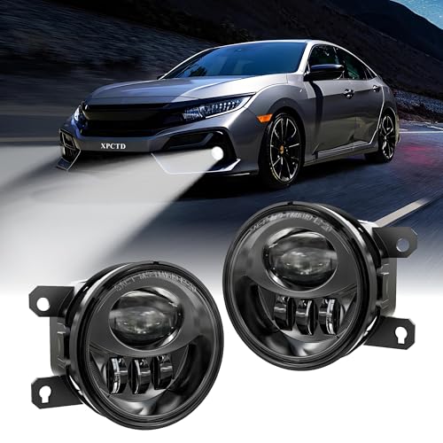 XPCTD NEW LED Fog Lights Assembly Compatible with Honda Civic Sedan Fog Lamp Assembly 2013 2014 2015 2016 2017 2018 2019 2020 2021 Civic 2015-2020 Fit 2019-2020 HRV DOT Approved Driving lights - Image 1