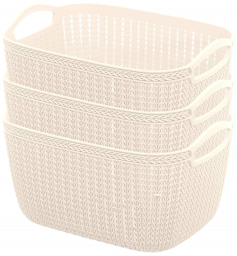 Kuber Industries Kuber Industries Unbreakable Plastic 3 Pieces Multipurpose Large Size Flexible Storage Baskets/Fruit Vegetable Bathroom Stationary Home Basket with Handles (Multi) -CTKTC37826  - Image 1