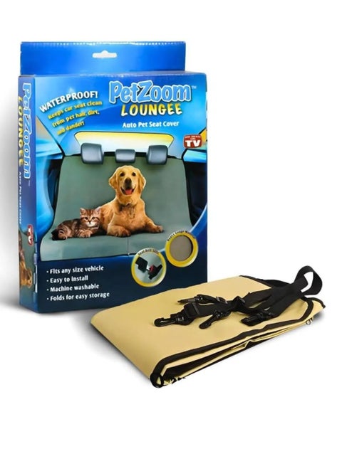 غطاء المقاعد الخلفية للسيارة من Petzoom Loungee، مصمم لحماية المقاعد من الحيوانات الأليفة، مقاوم للماء والخدوش، مضاد للانزلاق، يناسب السيارات والشاحنات وسيارات الدفع الرباعي – قياسي (زيتى)