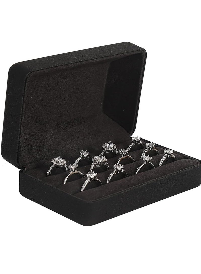 CMGTYYD Jewelry Rings Organizers,Ring Storage Boxes for Multiple Rings,Travel Ring Stud Earrings Holder Case,3 Slot Portable Ring Display Tray Case,Compact and Stylish Ring Holder Case Box-Black - Image 1