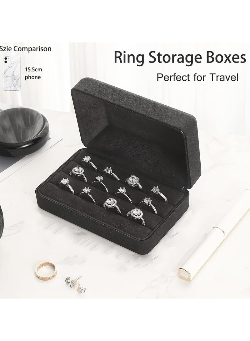 CMGTYYD Jewelry Rings Organizers,Ring Storage Boxes for Multiple Rings,Travel Ring Stud Earrings Holder Case,3 Slot Portable Ring Display Tray Case,Compact and Stylish Ring Holder Case Box-Black - Image 2