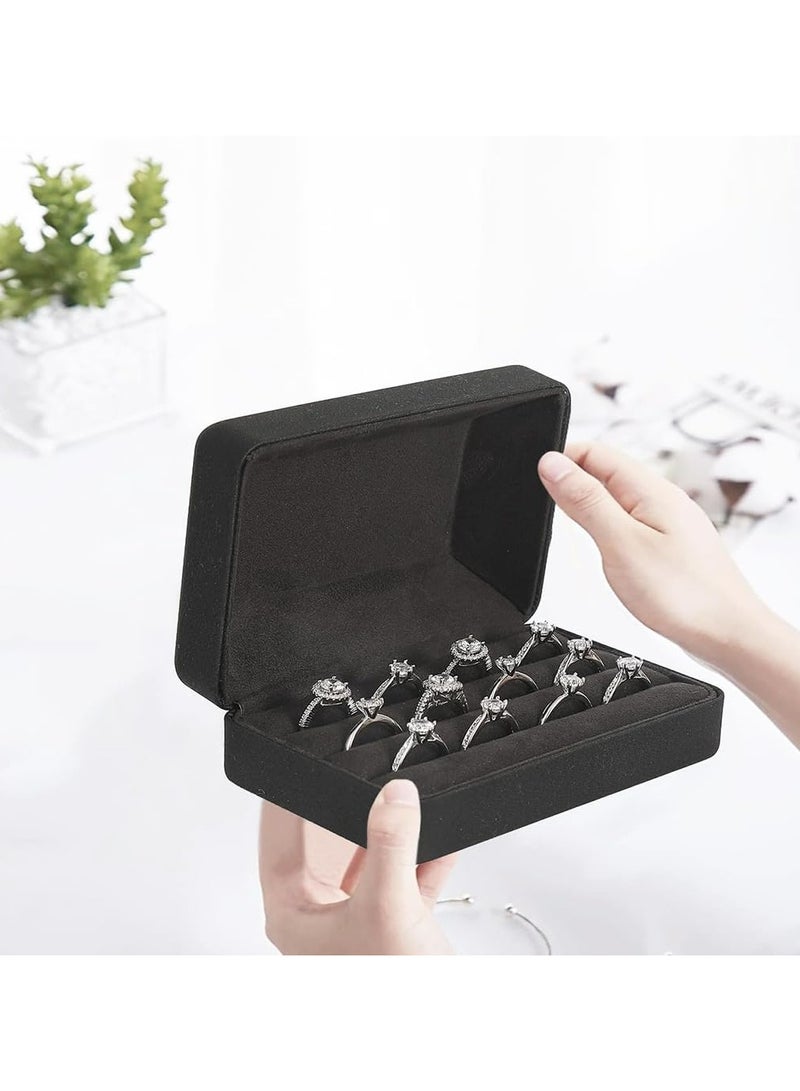 CMGTYYD Jewelry Rings Organizers,Ring Storage Boxes for Multiple Rings,Travel Ring Stud Earrings Holder Case,3 Slot Portable Ring Display Tray Case,Compact and Stylish Ring Holder Case Box-Black - Image 3