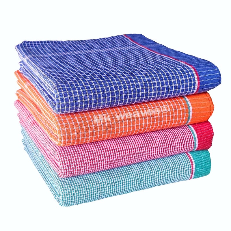 Mk weaves منشفة حمام قماش قطن 100% مجموعة من 4 ألوان متعددة (33" × 70" بوصة)، حجم XXX-كبير - Image 1