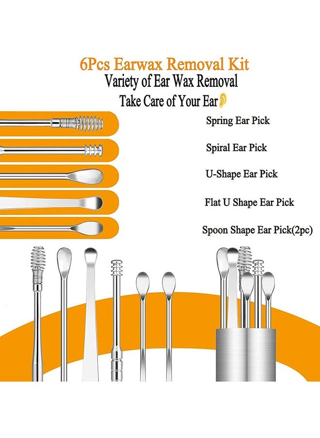 GoldenLike Ear Cleaner kit Earwax Removal Set 6Pcs Stainless Steel Ear wax Removal Tool set Reusable Ear Pick Tools Set with Storage Box(Black)  - Image 4