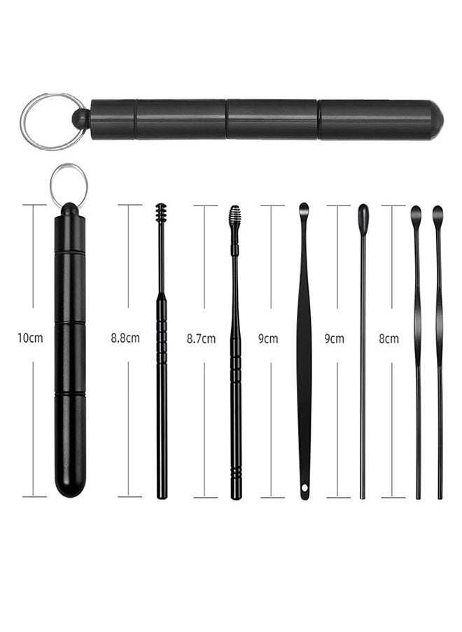 GoldenLike Ear Cleaner kit Earwax Removal Set 6Pcs Stainless Steel Ear wax Removal Tool set Reusable Ear Pick Tools Set with Storage Box(Black)  - Image 3