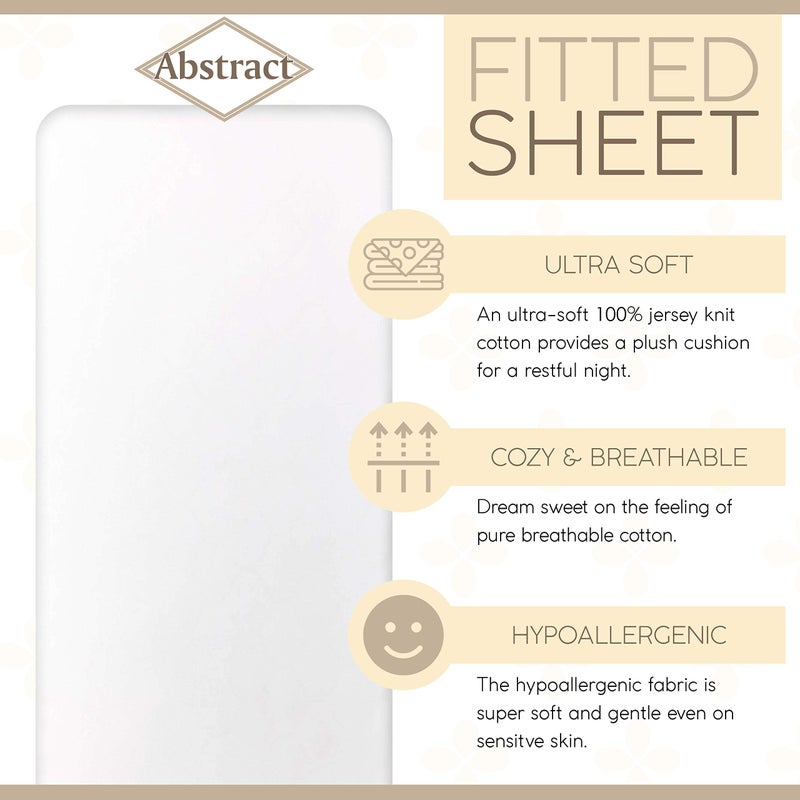 Abstract Fitted Bed Sheet - Ultra Soft Jersey 100% Cotton Sheets - Fitted Bed Sheets Snug - Breathable Fabric - Deep Pockets Up to 12 Inch - White, 44"x75" - Image 2