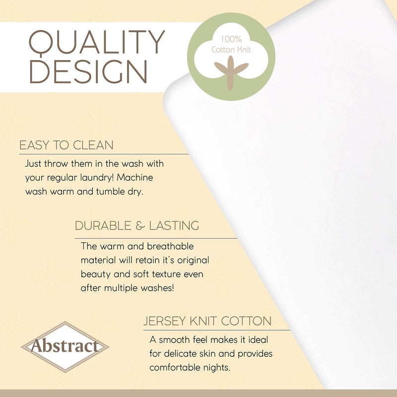 Abstract Fitted Bed Sheet - Ultra Soft Jersey 100% Cotton Sheets - Fitted Bed Sheets Snug - Breathable Fabric - Deep Pockets Up to 12 Inch - White, 44"x75" - Image 4