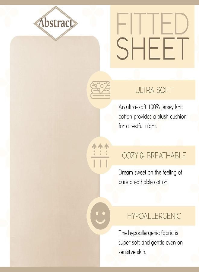 Abstract Abstract Fitted Bed Sheet Soft Jersey Comfort Deep Pocket for 44" Mattresses (44" x 75", White)  - Image 2