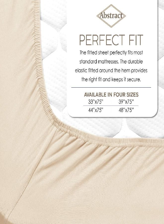 Abstract Abstract Fitted Bed Sheet Soft Jersey Comfort Deep Pocket for 44" Mattresses (44" x 75", White)  - Image 3