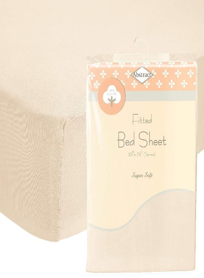 Abstract Abstract Fitted Bed Sheet Soft Jersey Comfort Deep Pocket for 44" Mattresses (44" x 75", White)  - Image 1