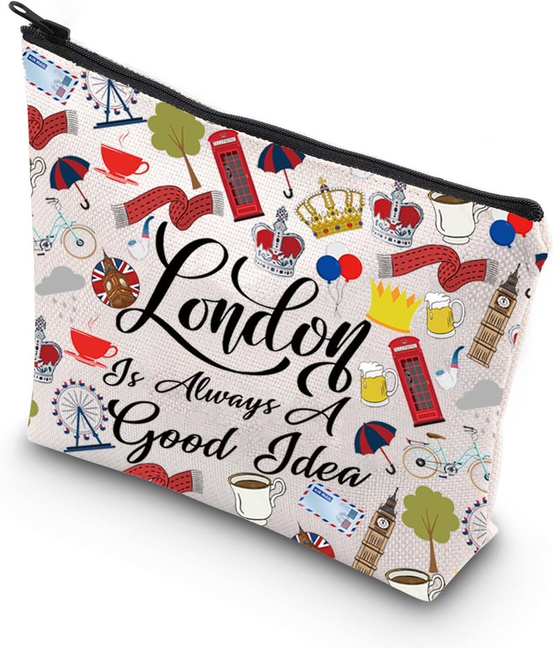 WCGXKO WCGXKO London Travel Gift London City Skyline London Is Always A Good Idea Zipper Pouch Makeup Bag (London Is bag)