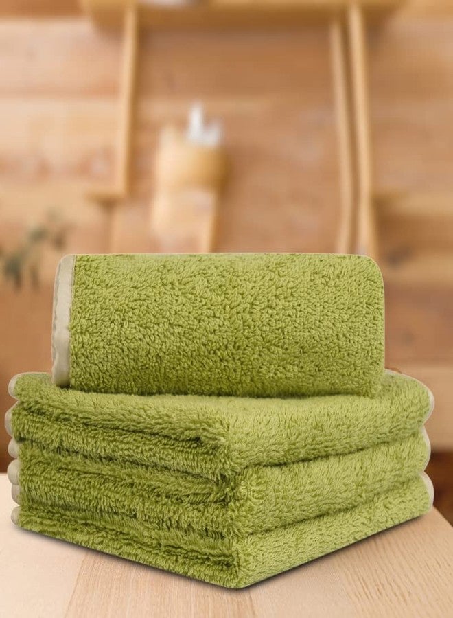LUSH & BEYOND Face Towel Set of 4, 100% Cotton Towel for Men & Women 500 GSM Towel(Size 12X12 inches) (LGRN_P) - Image 1