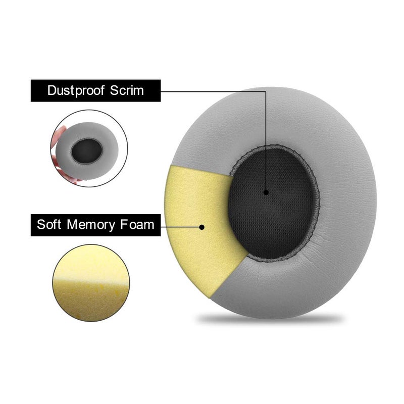 Link Dream Replacement Ear Pads for Beats Solo 2 & 3 - Memory Foam Earpads Cushion Cover for Wireless Headphones (Grey) - Image 3