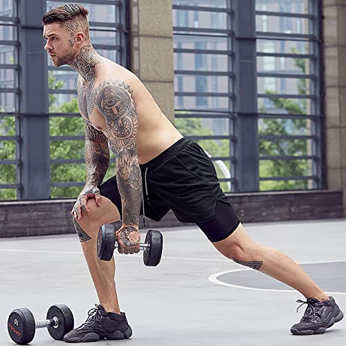 OEBLD Gym Shorts Men for Running, Training, Mens Athletic Workout Shorts with Compression Mesh Liner, Quick Dry, Lightweight, Phone Pocket, Towel Loop, 7inch - Image 3