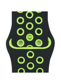 Suitable For Apple Two-color Silicone Nike Strap Nike Hole Apple Iwatch Breathable Sports Watch Strap-Color:10 Black + Green-Specifications:42/44/45/49mm-S