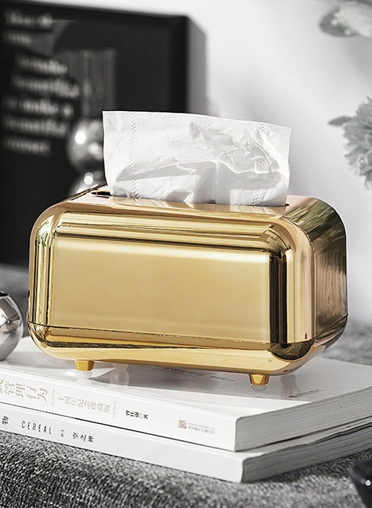 Light Luxury Tissue Box Holder Magnetic Bottom Gold-plated With Spring Tissue Holder Gold - Image 1