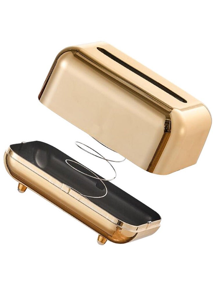 Light Luxury Tissue Box Holder Magnetic Bottom Gold-plated With Spring Tissue Holder Gold - Image 3
